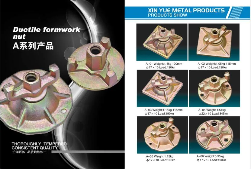 Scaffold/Scaffolding Formwork Casted Construction Building Material Tie Rod Casting Ductile Iron Wing Swivel Nut Formwork Wing Nut Hardware